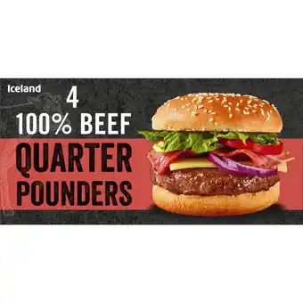 Iceland Iceland 4 100% beef quarter pounders 454g offer
