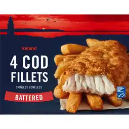 Iceland Iceland battered 4 cod skinless boneless fillets 440g offer
