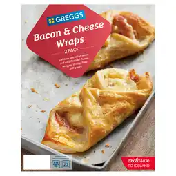 Iceland Greggs 2 bacon & cheese wraps 218g offer