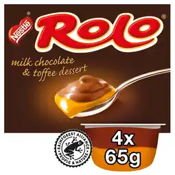 Iceland Rolo delicious milk chocolate & toffee dessert 4 x 65g (260g) offer