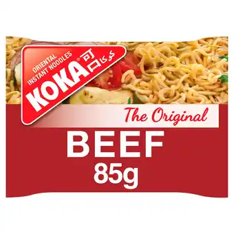 Iceland Koka the original beef flavour oriental instant noodles 85g offer