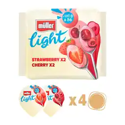 Iceland Müller light strawberry & cherry yogurt 4 x 160g (640g) offer