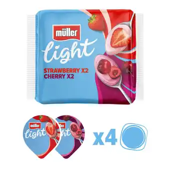 Iceland Müller light strawberry & cherry yogurt 4 x 160g (640g) offer