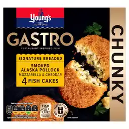 Iceland Young's gastro signature breaded smoked haddock mozzarella & cheddar fish cakes 400g offer