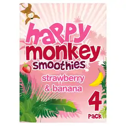 Iceland Happy monkey smoothies strawberry & banana 4 x 180ml offer