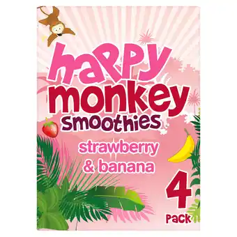 Iceland Happy monkey smoothies strawberry & banana 4 x 180ml offer