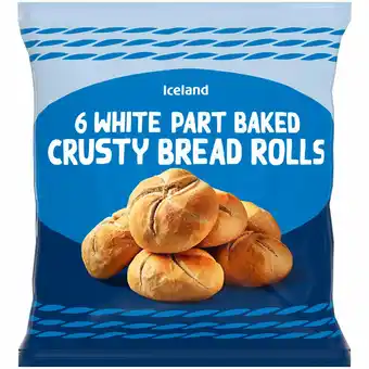 Iceland Iceland 6 white part baked crusty bread rolls 300g offer