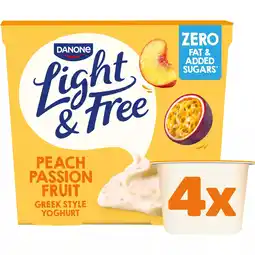 Iceland Light & free peach passion fruit greek style yogurt 4 x 115g (460g) offer