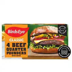 Iceland Birds eye 4 original beef quarter pounders with onion 454g offer