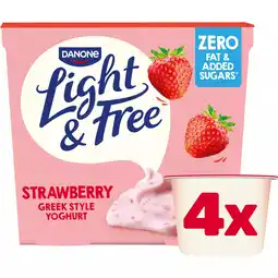Iceland Light & free strawberry 0% fat & 0% added sugar greek style yogurt 4 x 115g (460g) offer
