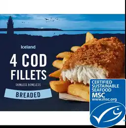 Iceland Iceland breaded 4 cod skinless boneless fillets 440g offer