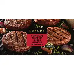 Iceland Iceland luxury 4 ultimate aberdeen angus quarter pounders 454g offer