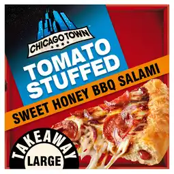 Iceland Chicago town takeaway stuffed crust bbq pepperoni salami large pizza 635g offer