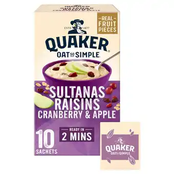 Iceland Quaker oat so simple sultanas & raisins porridge sachets 10x38.5g offer