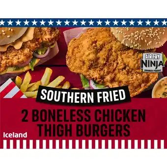 Iceland Iceland 2 southern fried boneless chicken thigh burgers 300g offer