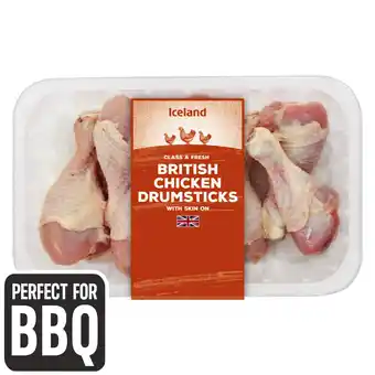 Iceland Iceland class a fresh british chicken drumsticks with skin on 750g offer