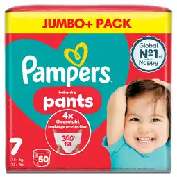 Iceland Pampers baby-dry nappy pants size 7, 48 nappies, 17kg+, jumbo+ pack offer
