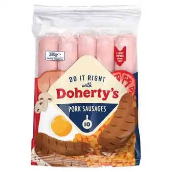 Iceland Dohertys 10 pork sausages 380g offer