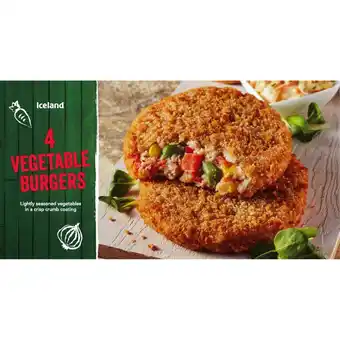 Iceland Iceland 4 vegetable burgers 454g offer