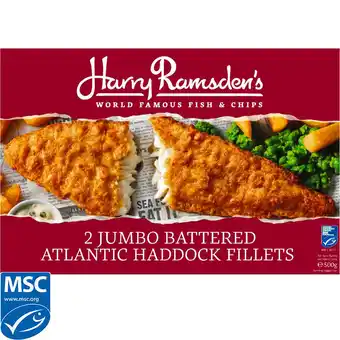 Iceland Harry ramsden’s 2 jumbo battered atlantic haddock fillets 500g offer