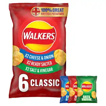 Iceland Walkers classic variety multipack crisps 6x25g offer