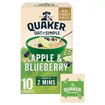Iceland Quaker oat so simple apple & blueberry porridge sachets 10x36g offer