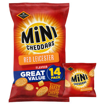 Iceland Jacob's mini cheddars 14 red leicester flavour 322g offer