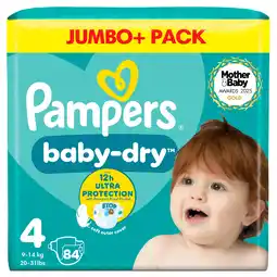 Iceland Pampers baby-dry size 4, 86 nappies, 9kg-14kg, jumbo+ pack offer