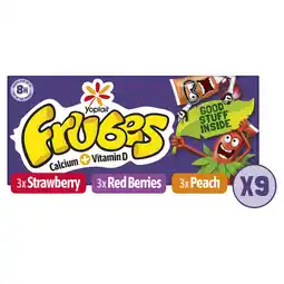Iceland Yoplait frubes strawberry, red berry and peach flavour yogurt tubes 9 x 37g (333g) offer