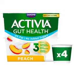 Iceland Activia peach no added sugar gut health yogurt 4 x 115g (460g) offer