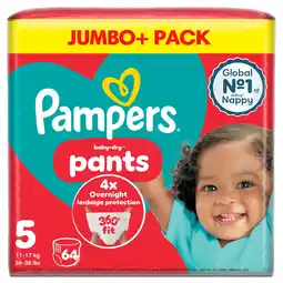 Iceland Pampers baby-dry nappy pants size 5, 60 nappies, 12kg-17kg, jumbo+ pack offer