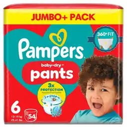 Iceland Pampers baby-dry nappy pants size 6, 52 nappies, 14kg-19kg, jumbo+ pack offer