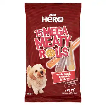 Asda Asda hero meaty rolls with chicken beef & liver 15 pack offer