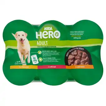 Asda Asda hero meat & poultry casserole in gravy adult dog food tins offer