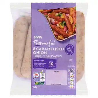 Asda Asda 8 flavourful caramelised onion turkey sausages offer
