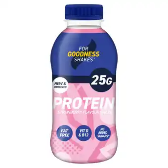 Asda For goodness shakes protein strawberry flavour shake 435ml offer