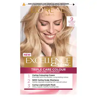 Asda L'oreal excellence creme 9 natural light blonde permanent hair dye offer