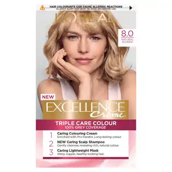 Asda L'oreal excellence crème permanent hair colour natural blonde 8 offer