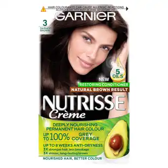 Asda Garnier nutrisse 3 darkest brown permanent hair dye offer