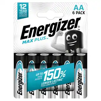 Asda Energizer max plus aa batteries alkaline 6 pack offer