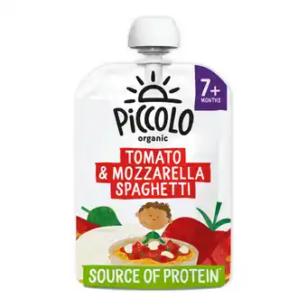 Asda Piccolo organic sweet tomato & mozzarella spaghetti with a hint of basil 1 7 months+ offer