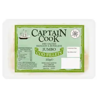 Asda Captain cook dry salted skinless & boneless jumbo cod fillets offer