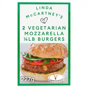 Iceland Linda mccartney's 2 vegetarian mozzarella 1/4 lb burgers 227g offer