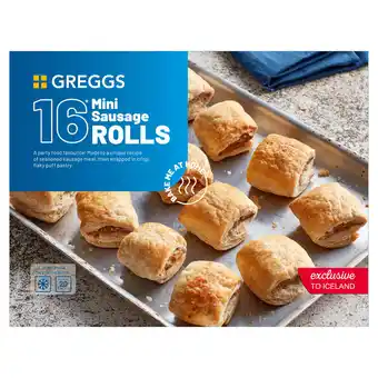 Iceland Greggs 16 mini sausage rolls 433g offer