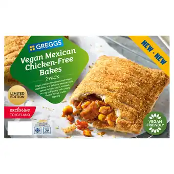 Iceland Greggs limited edition 2 vegan mexican chicken-free bakes 318g offer