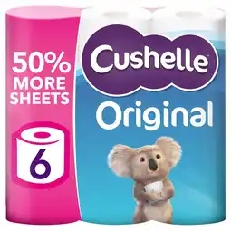 Tesco Cushelle original 50% longer lasting toilet tissue 6 rolls offer