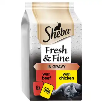 Asda Sheba fresh & fine wet cat food pouches beef & chicken in gravy offer