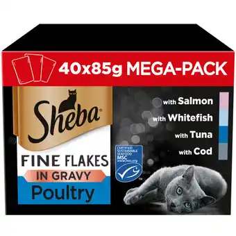 Asda Sheba fine flakes cat food pouches fish in gravy mega pack 40 x 85g offer