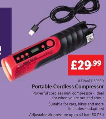 Lidl ULTIMATE SPEED Portable Cordless Compressor offer