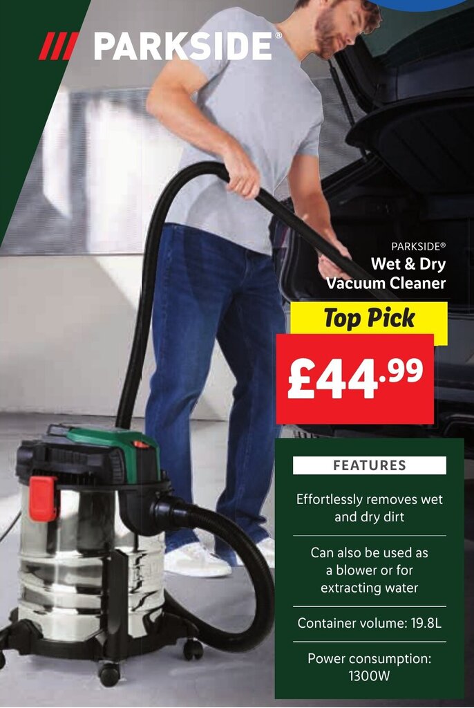 PARKSIDEⓇ Wet & Dry Vacuum Cleaner offer at Lidl